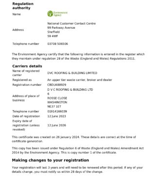 waste carrier certificate